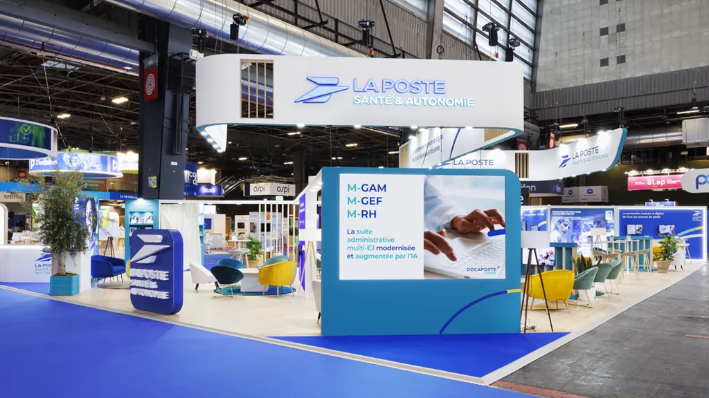 Stand Design LaPoste Santexpo Mur écrans